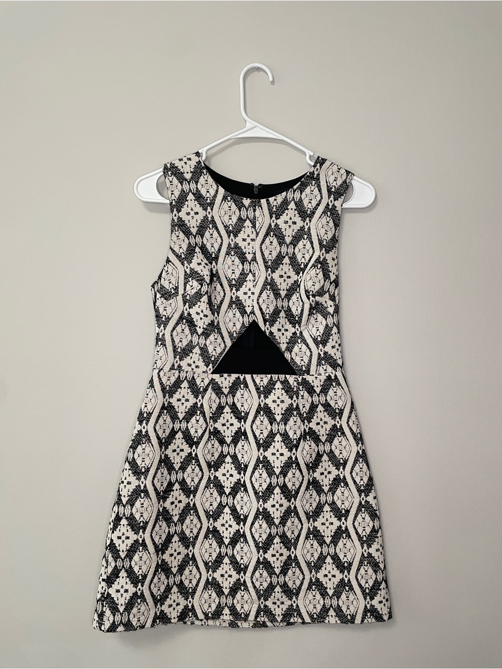 Ark & Co Black & White Patterned Cutout Mini Dress